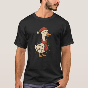 Silly Goose Christmas Tree Lights Funny Santa Hat  T-Shirt