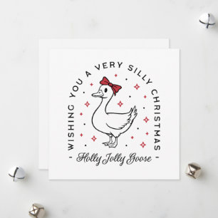 Silly goose Christmas wishes preppy coquette Holiday Card