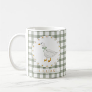 Silly Goose Cottagecore Green Gingham Baby Shower Coffee Mug
