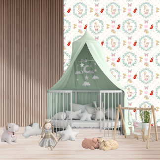 Silly Goose Cute Geese Pink Hears Baby Girl Wallpaper