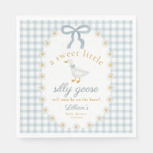Silly Goose Daisy Blue Bow Gingham Baby Shower