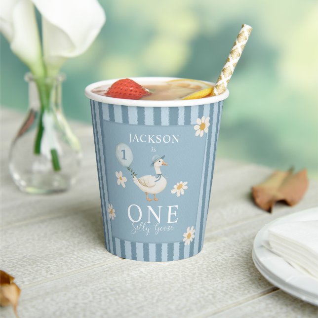 Silly Goose Daisy Boy 1st Birthday Party  Paper Cups (Insitu)