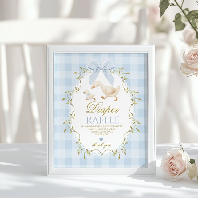 Silly Goose Diaper Raffle Sage Green Whimsical Poster (Creator Uploaded)