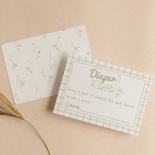Silly Goose Drawn Gender Neutral Diaper Raffle Enclosure Card