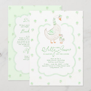 Silly Goose Elegant Green Baby Shower All In One Invitation