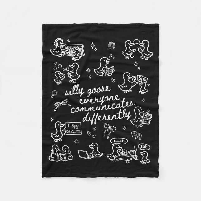 Silly goose everyone communicates differently fleece blanket (Front)