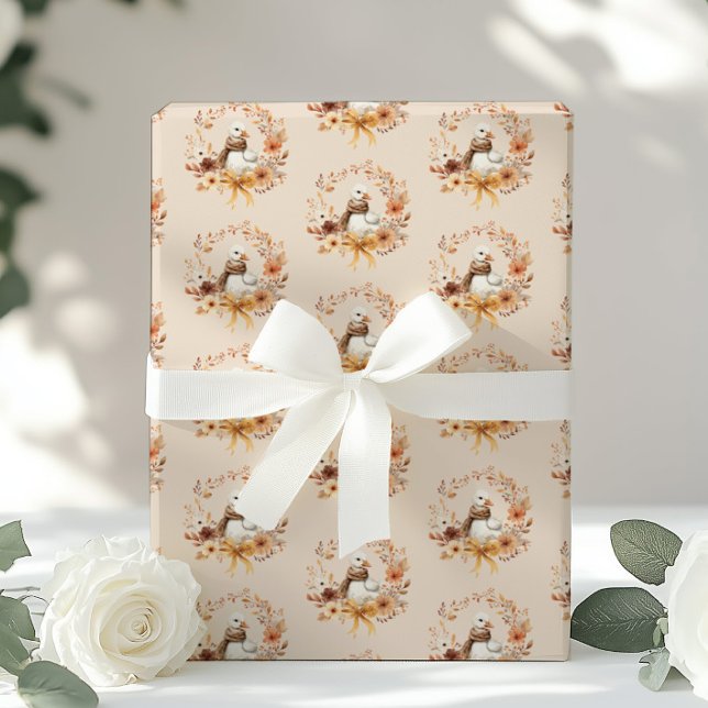 Silly Goose Fall Wreath Baby shower Wrapping Paper (Creator Uploaded)