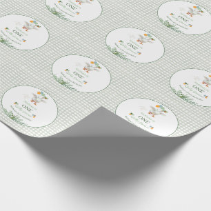 Silly Goose First Birthday Green Wrapping Paper