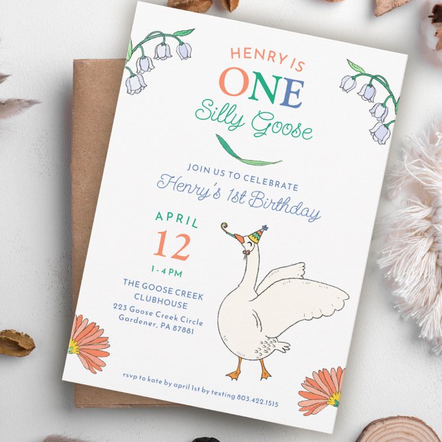 Silly Goose First Birthday Party Invitations (Creator Uploaded)