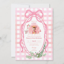 Silly Goose First Birthday Pink Photo Invitation 
