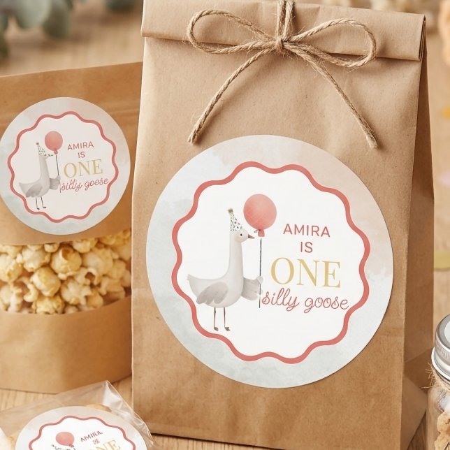 Silly Goose First Birthday Sticker Personalized (Creator Uploaded)