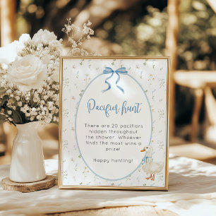 Silly Goose Floral Pacifier hunt Boy Baby Shower Poster