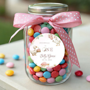 Silly Goose Flower Garden Mushroom 1st Birthday Classic Round Sticker