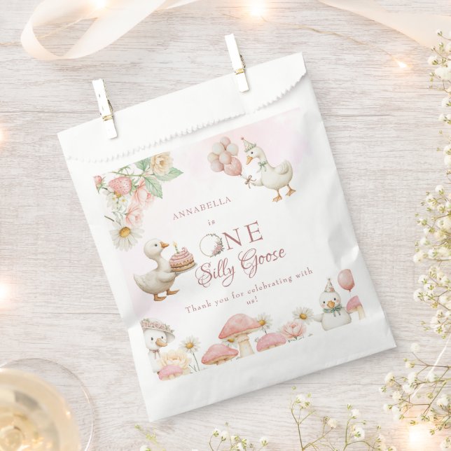 Silly Goose Flower Garden Mushroom 1st Birthday Favour Bag (Clipped)