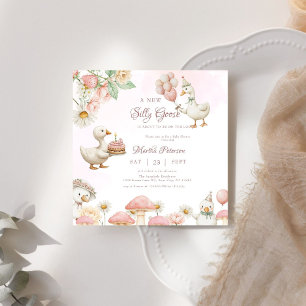 Silly Goose Flower Garden Mushroom Baby Shower Invitation