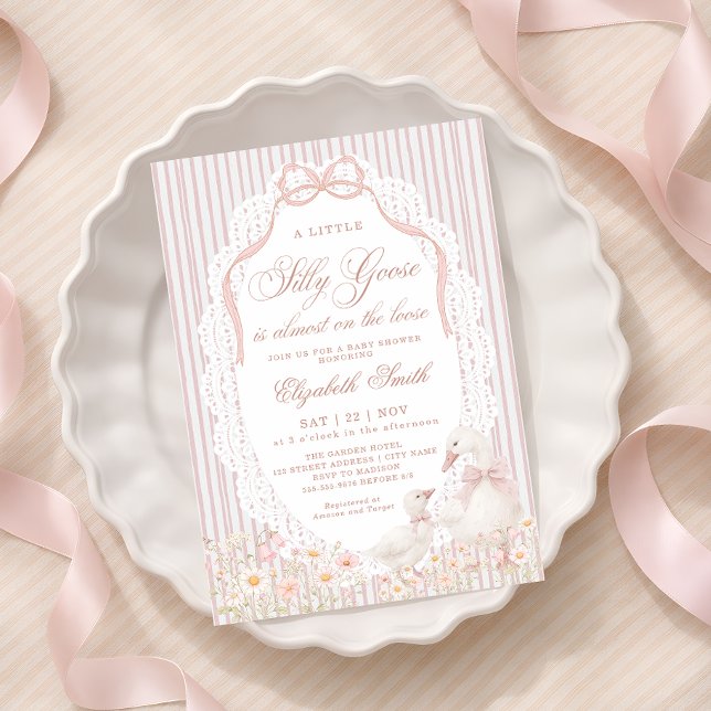 Silly Goose Flower Girl Baby Shower  Invitation (Creator Uploaded)