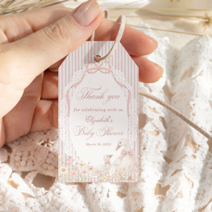 Silly Goose Flower Girl Baby Shower Thank You Gift Tags