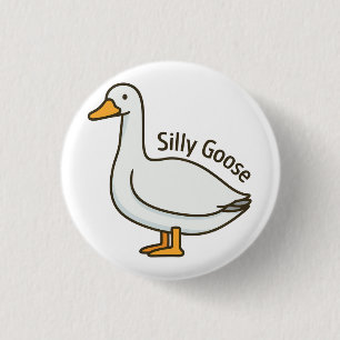 Silly Goose Funny Cartoon Goose 3 Cm Round Badge