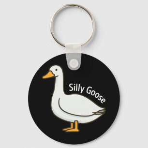 Silly Goose Funny Cartoon Goose Key Ring