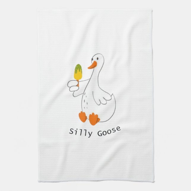 Silly goose, Funny Goose, Goose Lover Tea Towel (Vertical)