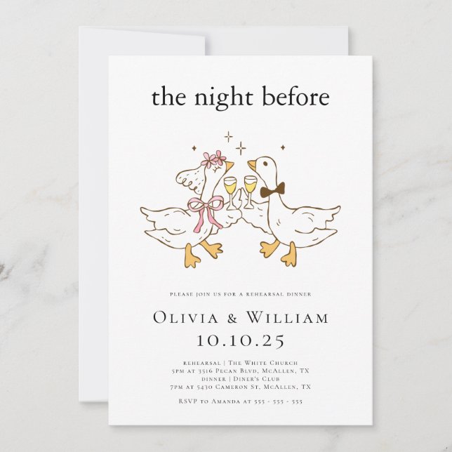 Silly Goose Funny Rehearsal Dinner Invitation (Front)