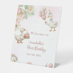 Silly Goose Garden Mushroom Birthday welcome  Pedestal Sign
