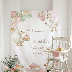 Silly Goose Garden Mushroom Birthday welcome  Tapestry