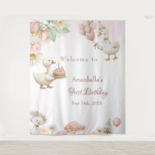 Silly Goose Garden Mushroom Birthday welcome  Tapestry