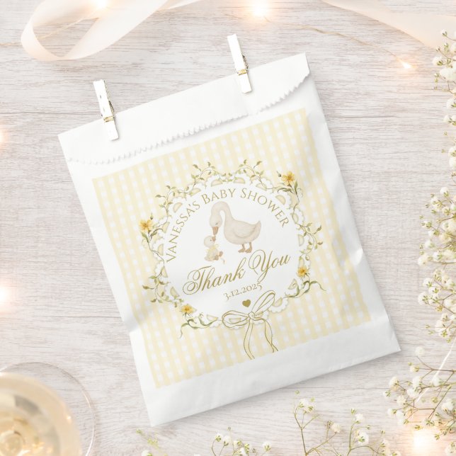 Silly Goose Gender neutral Gingham Thank you Favour Bag (Clipped)