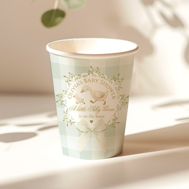 Silly Goose Gender neutral Sage Baby Shower Paper Cups (Creator Uploaded)