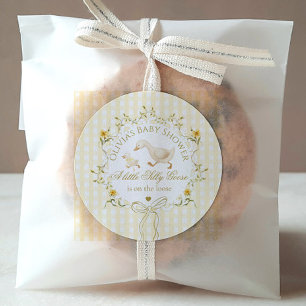 Silly Goose Gender neutral Yellow Baby Shower Classic Round Sticker