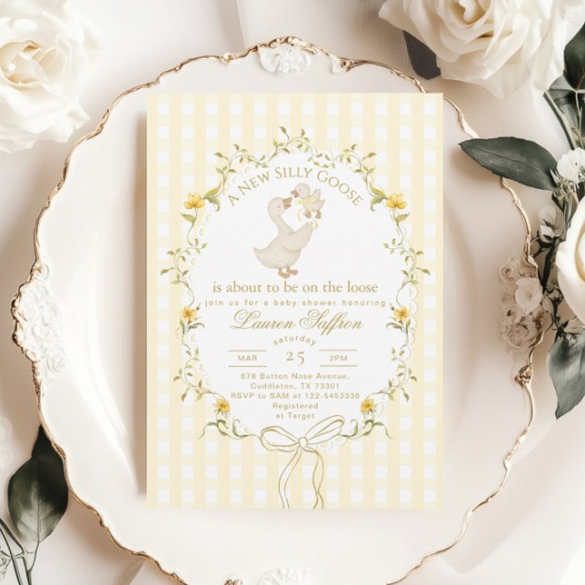 Silly Goose Gender neutral Yellow Baby Shower Invitation (Creator Uploaded)