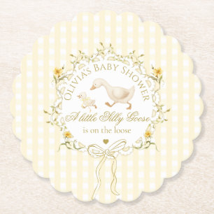Silly Goose Gender neutral Yellow Baby Shower Paper Coaster