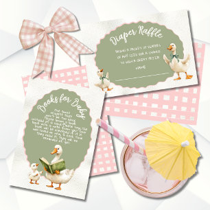 Silly Goose Gingham Baby Shower Books for Baby Invitation
