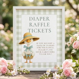 Silly Goose Gingham Diaper Raffle Baby Shower Sign