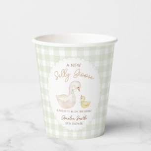 Silly Goose Gingham Duck baby shower Paper Cups