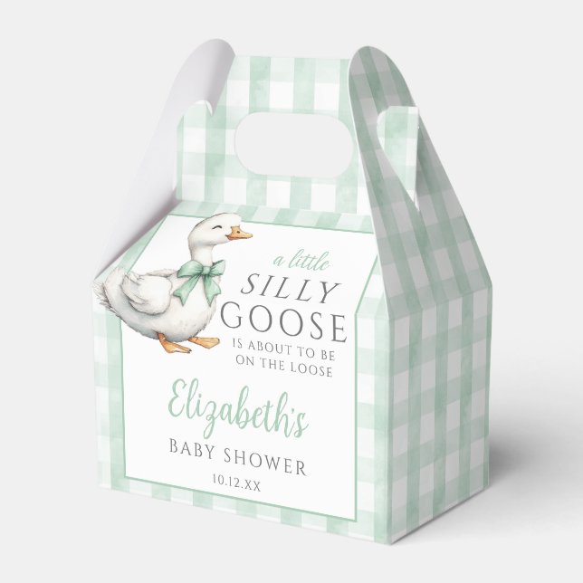 Silly Goose Gingham Gender Neutral Baby Shower Favour Box (Front Side)