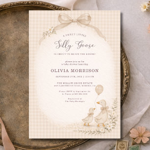 Silly Goose Gingham Gender Neutral Baby Shower  Invitation