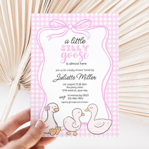 Silly Goose Gingham Girls Baby Shower Invitation