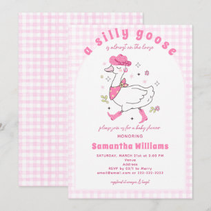 Silly Goose Gingham Plaid Western Girl Baby Shower Invitation