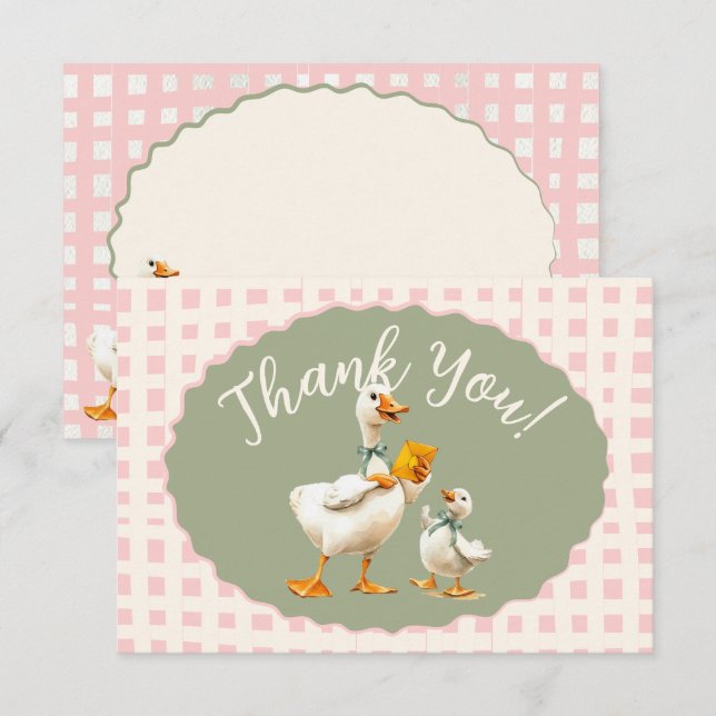 Silly Goose Gingham Thank You note Invitation (Front/Back)