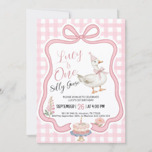 Silly Goose Girl 1st Birthday Invitation