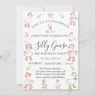 Silly Goose Girl 3rd Birthday Invitation