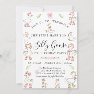 Silly Goose Girl 5th Birthday Invitation