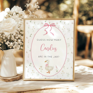Silly Goose Girl Baby Shower Guess how many game Poster