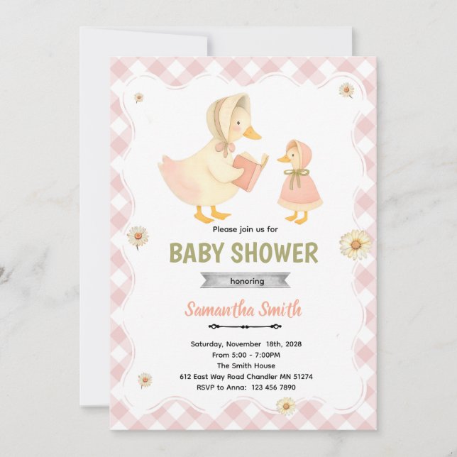 Silly Goose girl Baby Shower Invitation (Front)