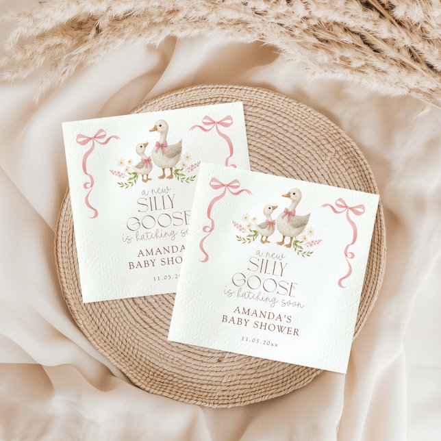 Silly Goose girl baby shower Napkin (Creator Uploaded)