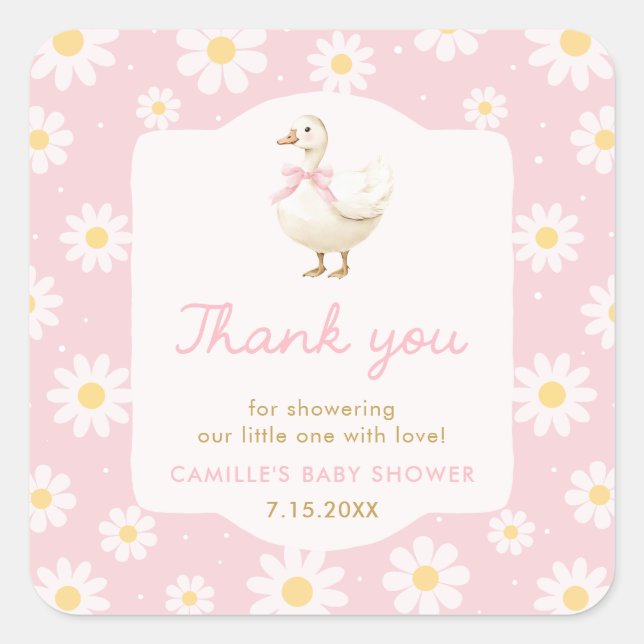 Silly Goose Girl Baby Shower Thank you Sticker (Front)