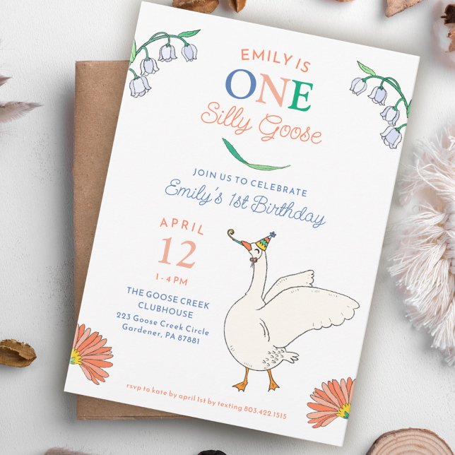 Silly Goose Girl's First Birthday Party Invitation (Creator Uploaded)
