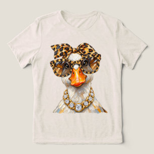 Silly Goose Glam Leopard Preppy Funny Animal Tri-Blend Shirt